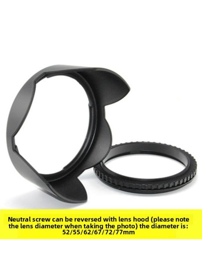 Generic Universal Screw Hood 49mm/ 58mm 62mm 67mm 72mm 77mm 55mm Backlocking Lens-Body Color:Black  - Image 2