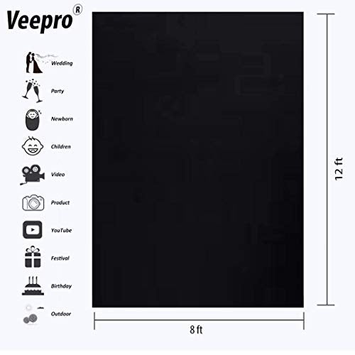 VTS 8 x12Ft. LEKERA Backdrop Photo Light Studio Photography Background for YouTube, Studio,Indoor-Outdoor Photography Shooting Purpose (3. 8X 12ft., Black) - Image 2