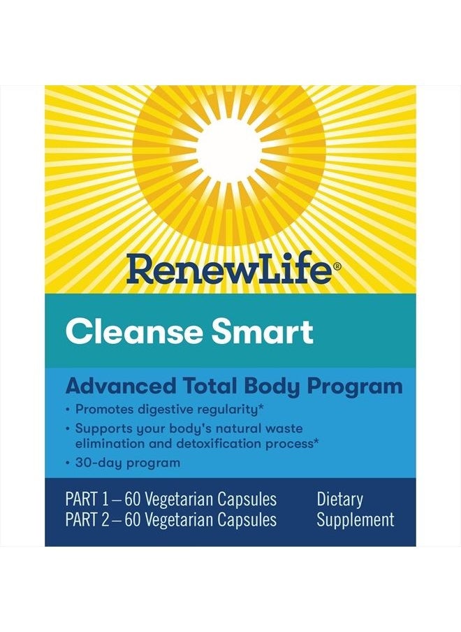 Renew Life - Cleanse Smart, Helps Reduce Bloating & Return to Regularity, 2-Part Total Body Program, Uses Herbs, Herbal Extract & Magnesium to Cleanse & Detox, Soy, Dairy & Gluten Free, 120 Capsules - Image 1
