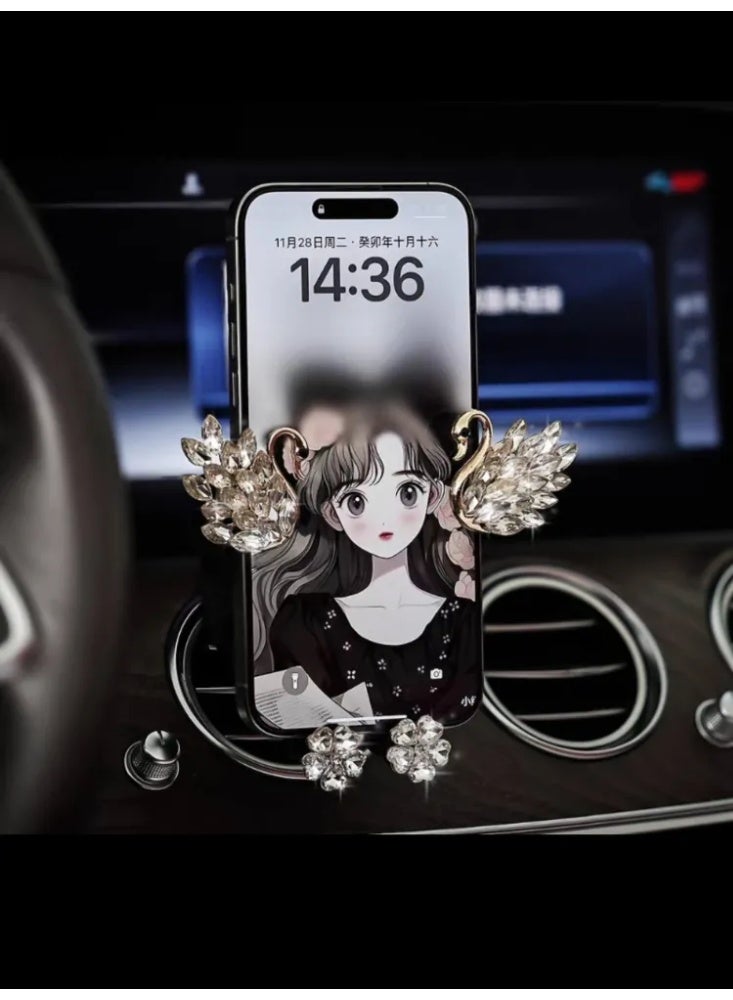 Women’s Diamond Swan Car Phone Holder - Sparkle & Elegance for Gulf Ladies’ Luxury Ride 💎🇸🇦 (Easy Mounting in Seconds) - Image 4
