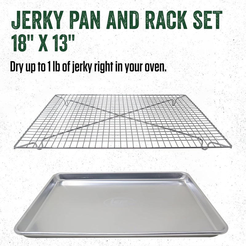LEM Products 18 by 13 Jerky Pan and Rack Set Prepare and Make Jerky Stainless Steel Rack and Chrome Plated Aluminum Pan for Baking and Cooling - Image 2