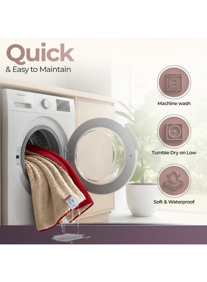 Sacred Weapon Waterproof Blanket for Bed Intimacy – Mini Sherpa & Fleece Throw – Waterproof Blanket for Couch, Absorbent & Leak Proof – Love Blankets for Couples Intimacy Waterproof – Dark Red, 40x45 - Image 3