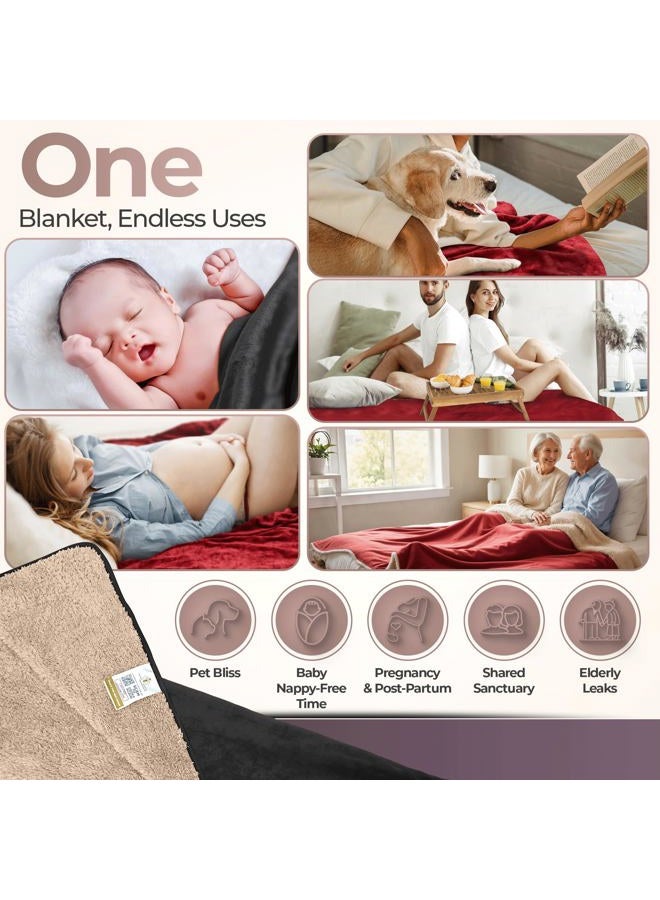 Sacred Weapon Waterproof Blanket for Bed Intimacy – Mini Sherpa & Fleece Throw – Waterproof Blanket for Couch, Absorbent & Leak Proof – Love Blankets for Couples Intimacy Waterproof – Dark Red, 40x45 - Image 4