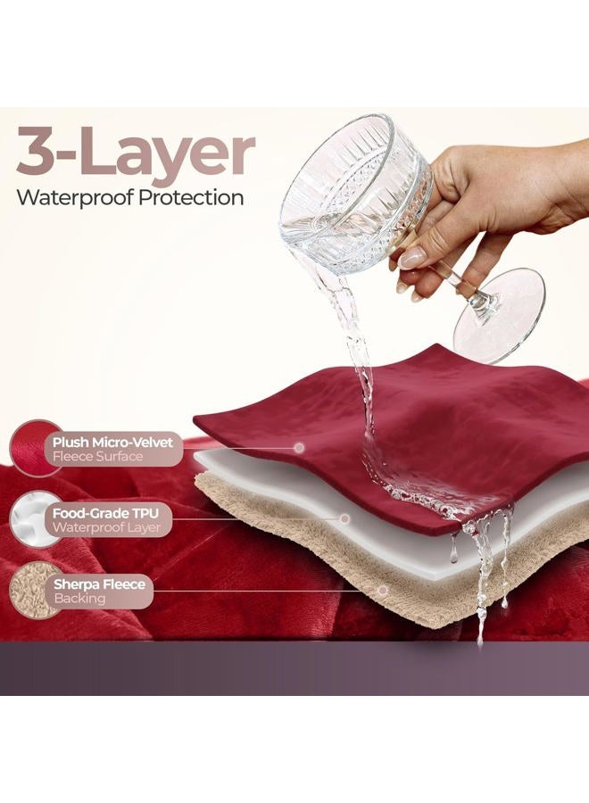 Sacred Weapon Waterproof Blanket for Bed Intimacy – Mini Sherpa & Fleece Throw – Waterproof Blanket for Couch, Absorbent & Leak Proof – Love Blankets for Couples Intimacy Waterproof – Dark Red, 40x45 - Image 2