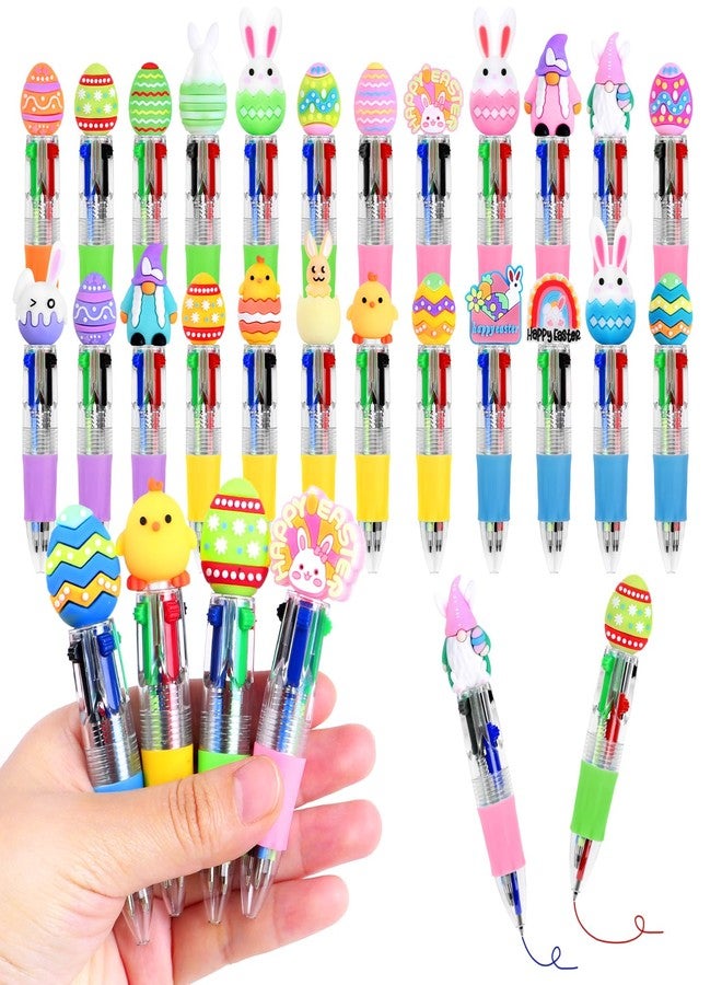 FOIMAS 24pcs Mini Multicolor Easter Pens Bunny Egg 4-in-1 Ballpoint Pen for Office Easter Basket Stuffer Spring Party Supply - Image 1