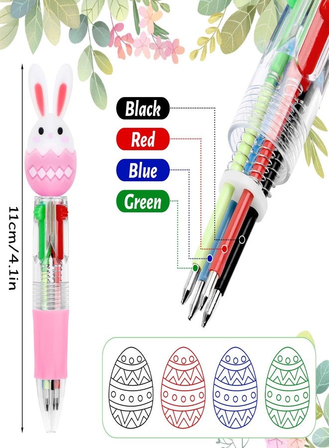 FOIMAS 24pcs Mini Multicolor Easter Pens Bunny Egg 4-in-1 Ballpoint Pen for Office Easter Basket Stuffer Spring Party Supply - Image 3