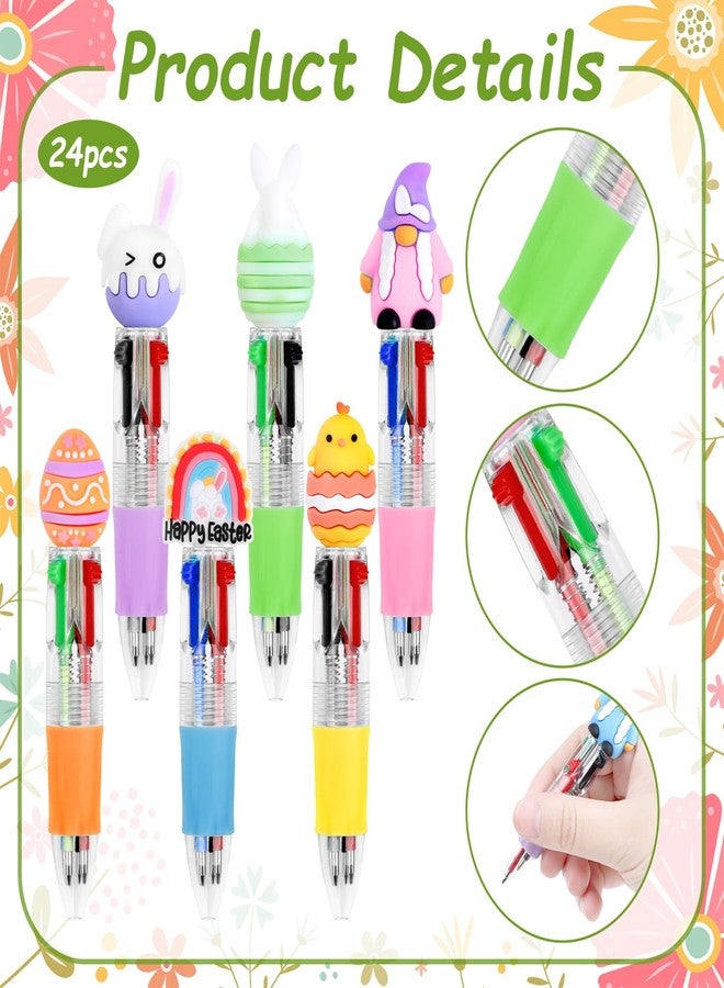 FOIMAS 24pcs Mini Multicolor Easter Pens Bunny Egg 4-in-1 Ballpoint Pen for Office Easter Basket Stuffer Spring Party Supply - Image 2