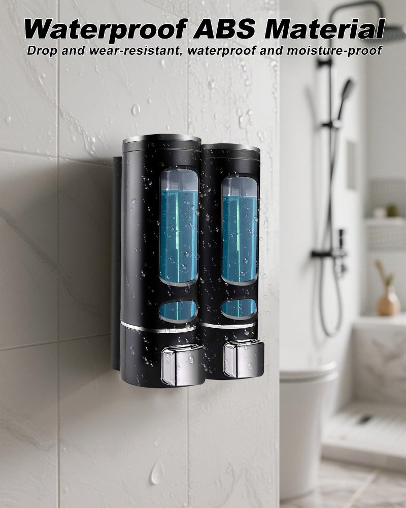 WUKUR Shampoo And Conditioner Dispenser - 800Ml Wall-Mounted Shower Shampoo Dispenser No Drill Body Wash Soap Dispenser For Shower  Bathroom  Hotel (2 Chamber) - Image 3
