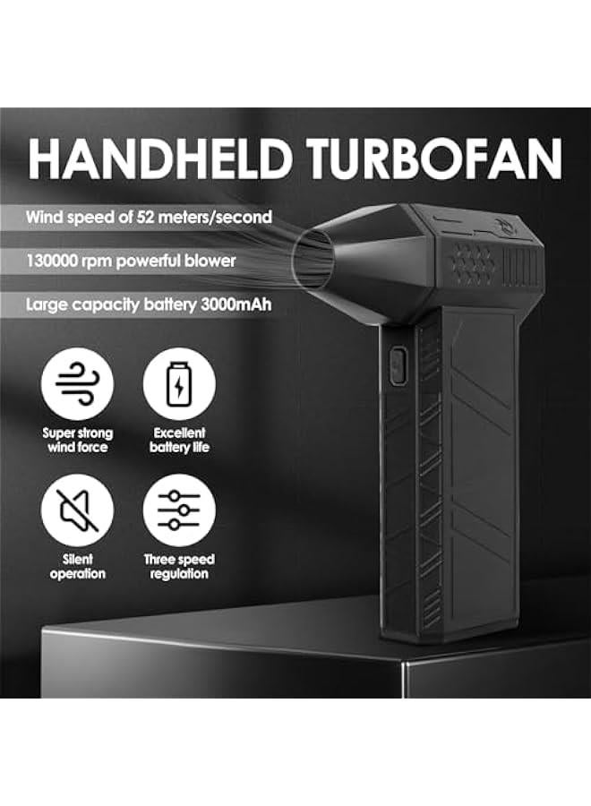 Generic Mini Jet Blower, 130000 RPM Cordless Super Jet Dry Blower, 3 Modes Adjustment Mini Jet Fan Air Blower with Overheating Protection, Portable Handheld Powerful Fan for Cleaning, Car  - Image 2