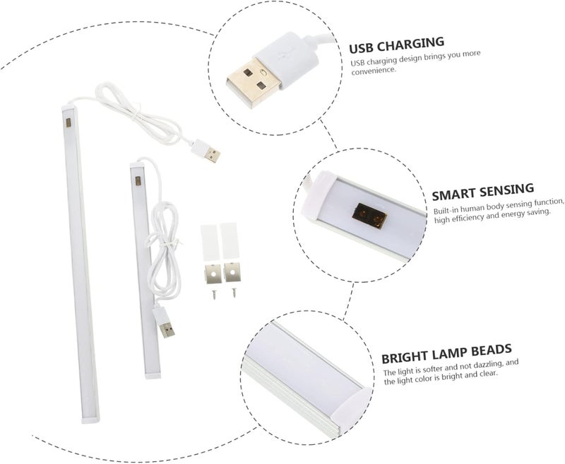 2Pcs Closet Sensor Lights Rechargeable Under Cabinet LED Motion Sensor Lamps Compact Design for Kitchen Wardrobe Stairs and Bathroom Lighting Stylish and Durable Material - Image 3
