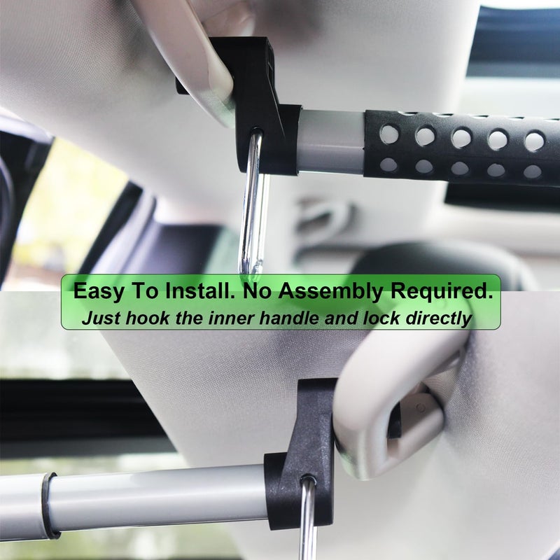 DC Car Clothes Hanger Bar, Heavy Hooks Hangers Rod Extend to 66 inches Universal Fit Cars Truck SUV Van RV Road Travelers (Black Hooks) - Image 4