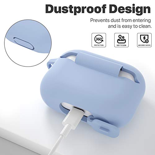 ATUAT for AirPods Pro 1st/2nd Generation Case Cover, Protective Silicone Skin Accessories with Keychain for Women Men for Apple AirPods Pro 2019/2022 Charging Case,Front LED Visible-Light/Denim Blue - Image 4