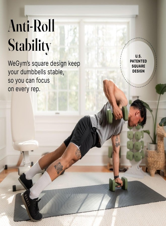 WeGym SafeGrip Square Dumbbells with Anti Slip Handles, Aesthetic Free Weights for Home Workouts, Stable Design Prevents Rolling during Floor Exercises (3LB, Pair Forest) - Image 3