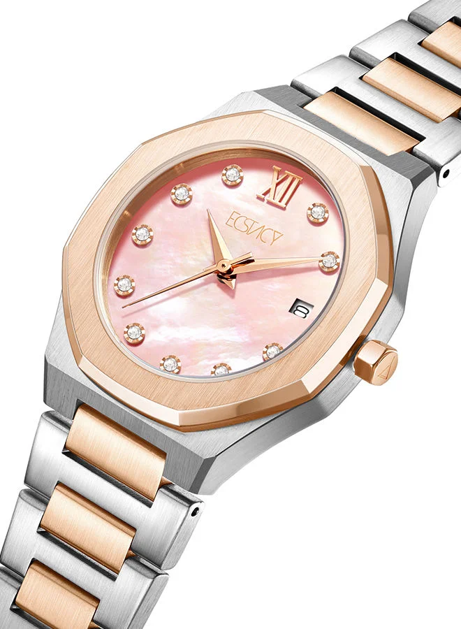 ECSTACY Women Analog Tonneau Stainless Steel Wrist Watch E22501-KBKKM