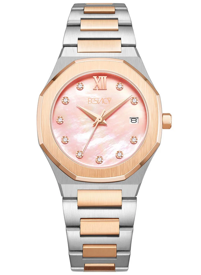 ECSTACY Women Analog Tonneau Stainless Steel Wrist Watch E22501-KBKKM