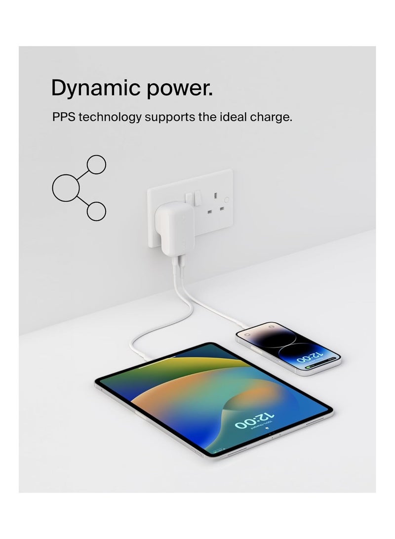 بيلكين شاحن حائط مزدوج بقدرة 42 واط من BoostCharge، شاحن USB-C + USB-A للشحن السريع لجهاز iPhone 16، 16 Plus، 16 Pro، 16 Pro Max، iPhone 15، Galaxy S24، Plus، Ultra، iPad، Pixel، AirPods والمزيد - - Image 5
