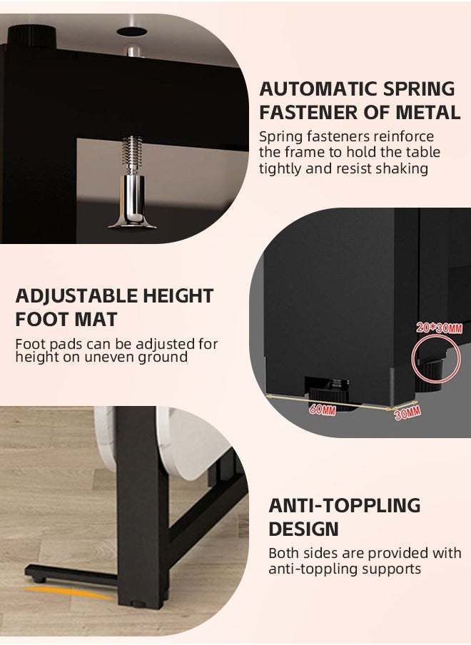 Ammar Space - Black Folding Dining Table in 3 Forms Kitchen Table Multifunctional Dining Table Extension Space Saving Dinner Table for Dining Room Home Small Spaces-100x60x75cm - Image 1
