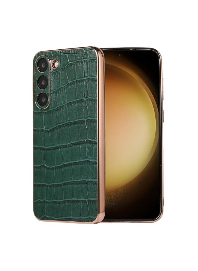 اس-توب جراب لهاتف Samsung Galaxy S23+ 5G مصنوع من جلد التمساح الأصلي مطلي بالكهرباء - Image 1