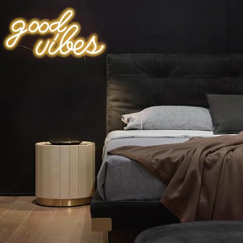 DECANIT Good Vibes Neon Sign for Wall Decor，Powered by USB Neon Light for Bedroom Decor, Warm White Color,16.1"x 8.3"x 0.6" - Image 3
