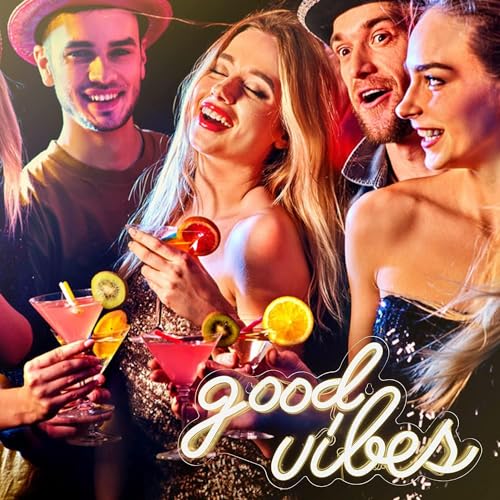 DECANIT Good Vibes Neon Sign for Wall Decor，Powered by USB Neon Light for Bedroom Decor, Warm White Color,16.1"x 8.3"x 0.6" - Image 2