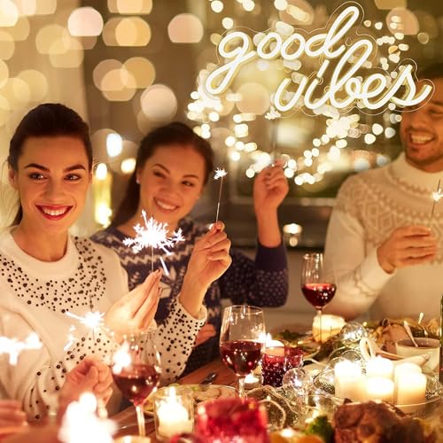 DECANIT Good Vibes Neon Sign for Wall Decor，Powered by USB Neon Light for Bedroom Decor, Warm White Color,16.1"x 8.3"x 0.6" - Image 5