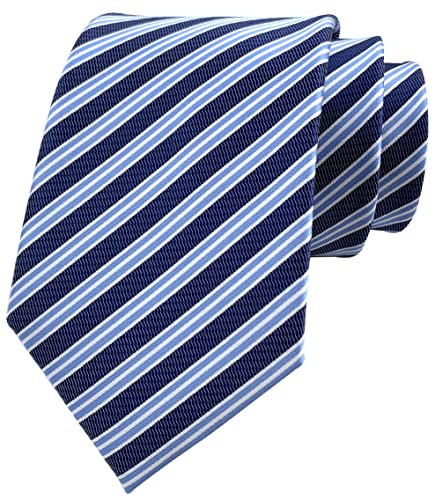 Ctskyte Men's Navy Blue Light Blue White Jacquard Woven Silk Ties Job Interviews Necktie - Image 4