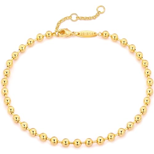 BENEIGE Gold Bracelets for Women 14K Gold Plated 4MM Ball Bracelet Adjustable Beaded Bracelets for Women Jewelry Gifts - Image 1