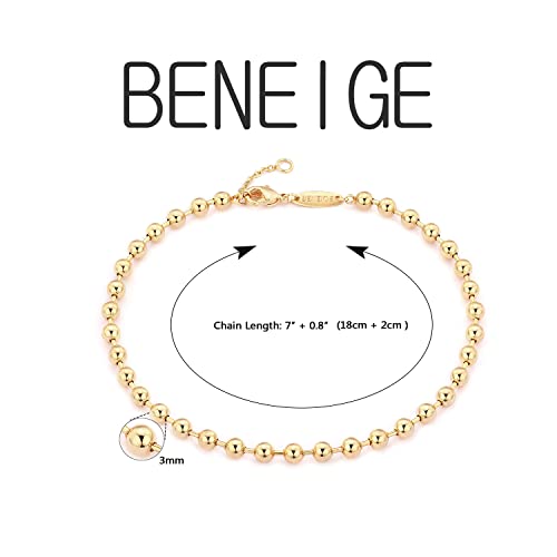 BENEIGE Gold Bracelets for Women 14K Gold Plated 4MM Ball Bracelet Adjustable Beaded Bracelets for Women Jewelry Gifts - Image 5