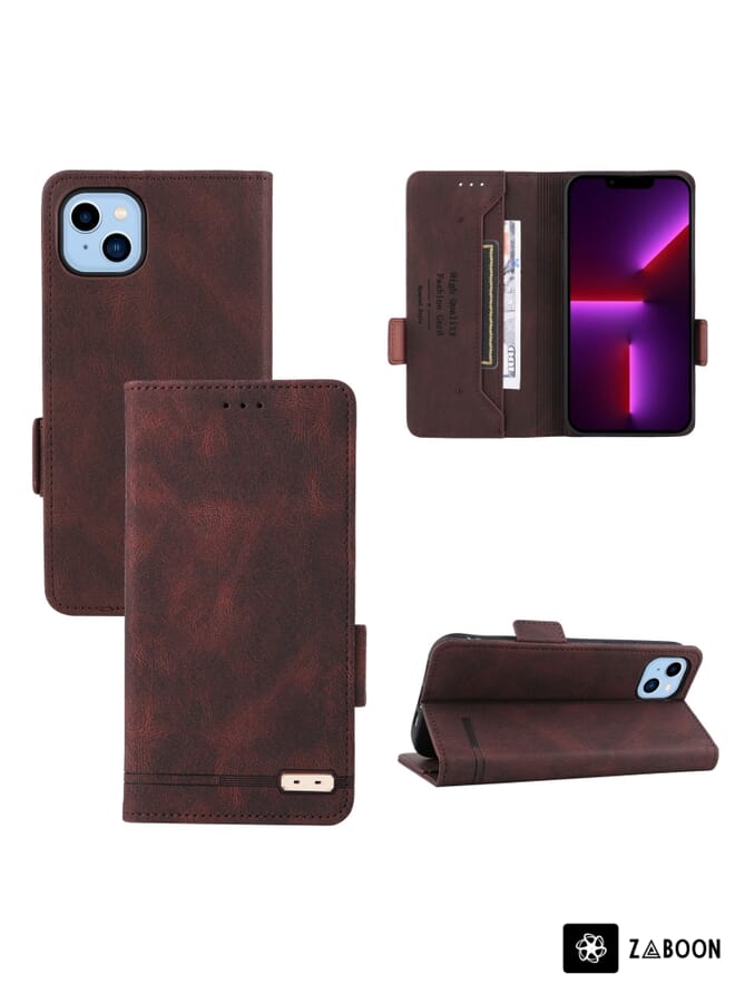 Zaboon Protective Case For iPhone 14 Plus Magnetic Clasp Leather - Image 1