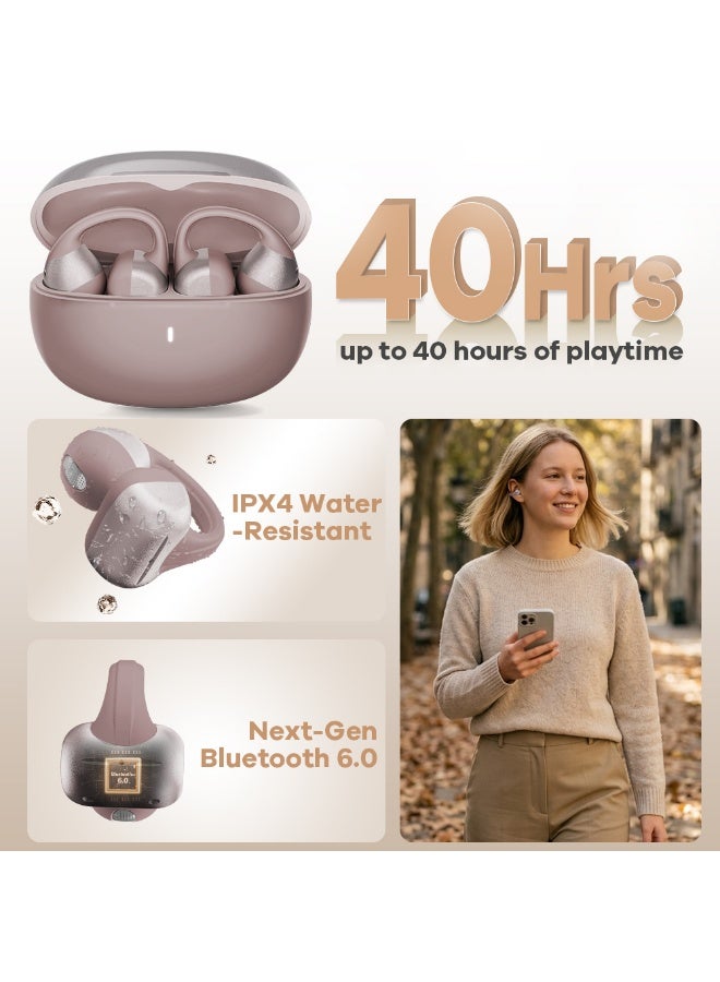 caijin Wireless Headphones,Open Bluetooth Earbuds, clip-on design with 4 noise-canceling microphones, IPX4,40-hour battery life, Lightweight Comfort,for sports, fitness, and driving - Image 3