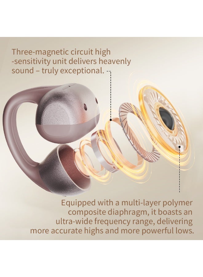 caijin Wireless Headphones,Open Bluetooth Earbuds, clip-on design with 4 noise-canceling microphones, IPX4,40-hour battery life, Lightweight Comfort,for sports, fitness, and driving - Image 2