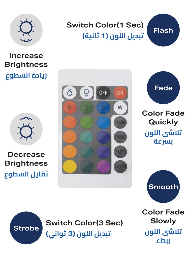 LAWAZIM 5W LED Bulb A60 E27 - 2 Pack 3000-7000K RGB - Color Changing Light with 2 Remotes, 360 Lumens, and Non-Dimmable, Flicker-Free, Energy-Saving Design - Ideal for Home, Bedroom, and Living Room - Image 5