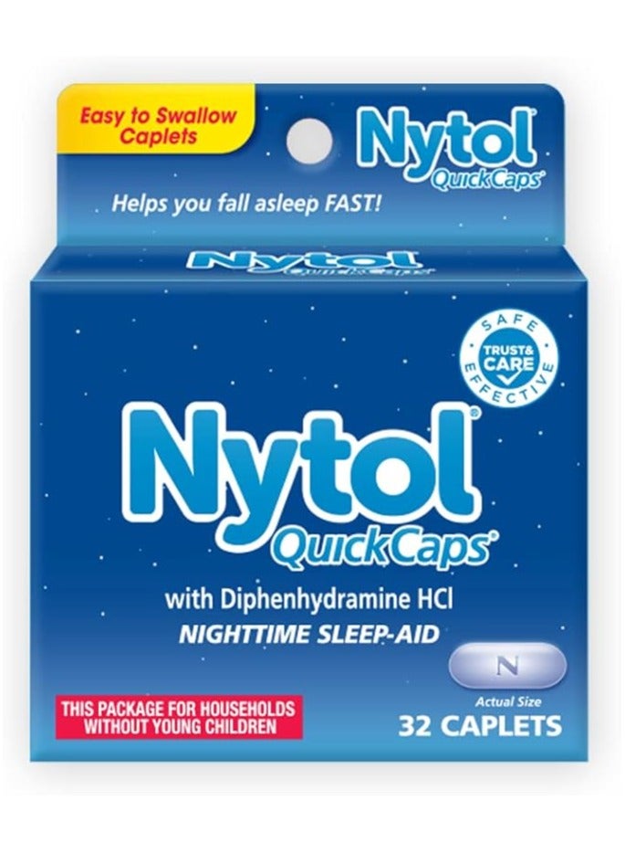 Nytol Quick Caps With Diphenhydramine Hcl Nighttime Sleep-Aid,32 Caplets  - Image 1
