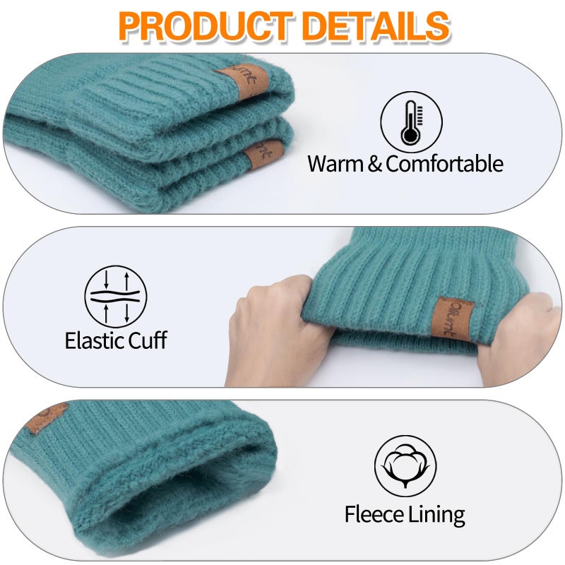 Oliumt Winter Half Finger Gloves Knitted Fingerless Mittens Warm Stretchy Gloves for Men and Women (blue, one size) - Image 3