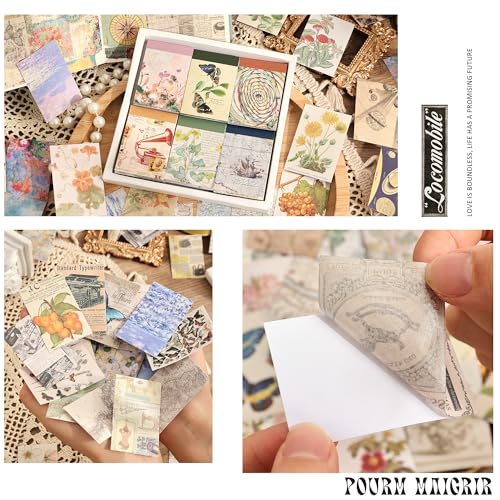 emmoolife 6 Sets 300 Pcs Washi Stickers Set Vintage Aesthetic Sticker Book for Journaling Decorative Scrapbook Floral Paper Sticker Kit for Scrapbooking, Bullet Journal, Art Craft Gifts, Notebook Making - Image 4