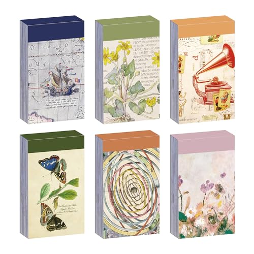 emmoolife 6 Sets 300 Pcs Washi Stickers Set Vintage Aesthetic Sticker Book for Journaling Decorative Scrapbook Floral Paper Sticker Kit for Scrapbooking, Bullet Journal, Art Craft Gifts, Notebook Making - Image 1