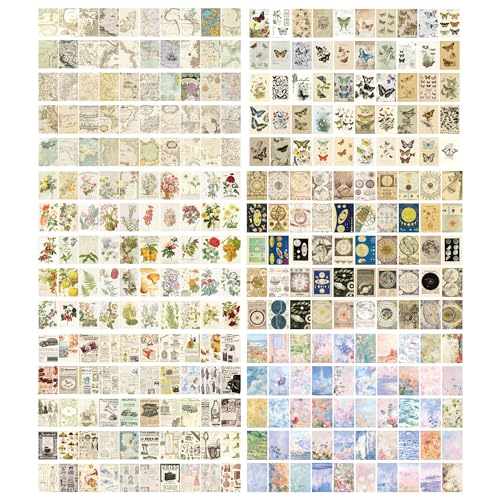 emmoolife 6 Sets 300 Pcs Washi Stickers Set Vintage Aesthetic Sticker Book for Journaling Decorative Scrapbook Floral Paper Sticker Kit for Scrapbooking, Bullet Journal, Art Craft Gifts, Notebook Making - Image 2