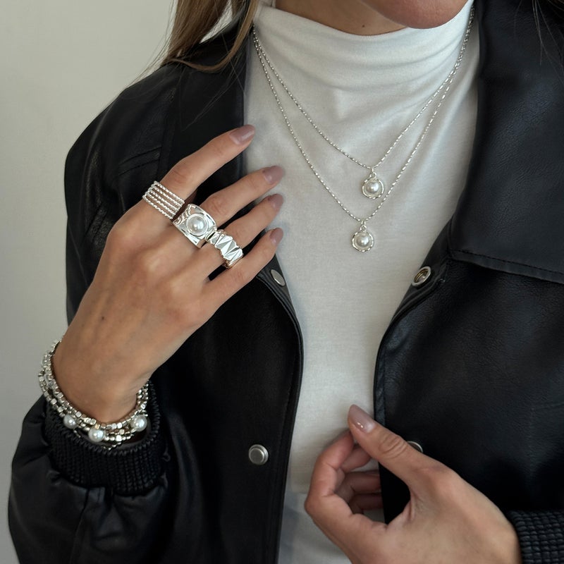 SHIXIN European and American Cross-Border Accessories: Acrylic Black Diamond Pendant Necklace, Minimalist Multi-Layer Fine Clavicle Chain - Image 1
