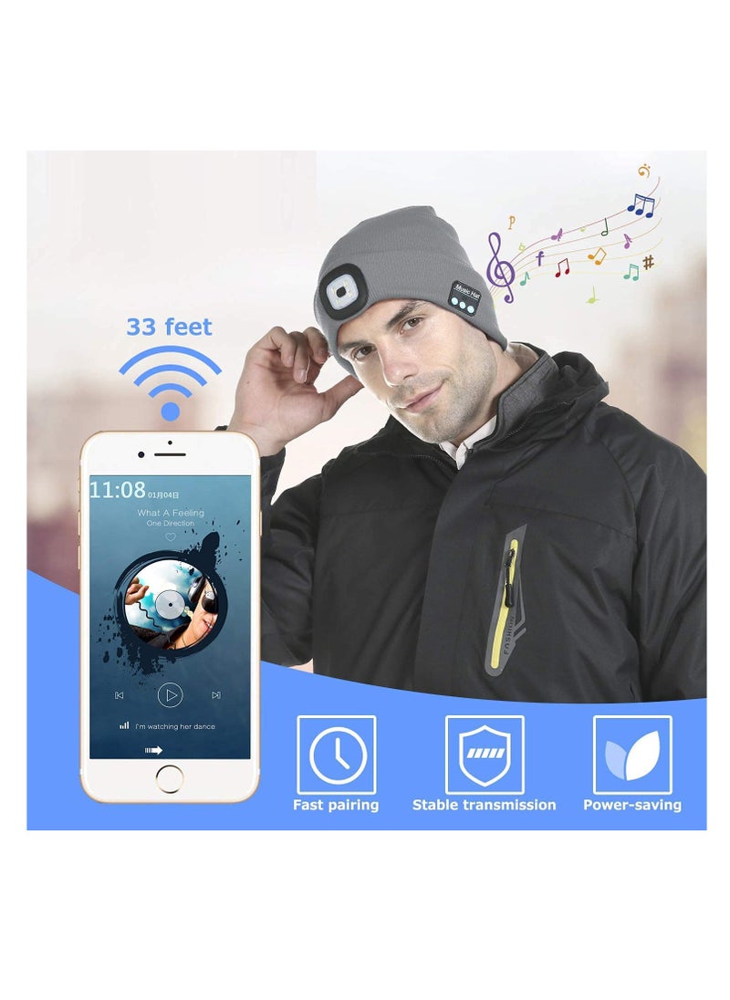 Generic - Bluetooth Beanie Hat with LED Light & Speakers, Perfect for Running & Hiking, Great  Gift for Men, Women & Teens, Black - Image 1