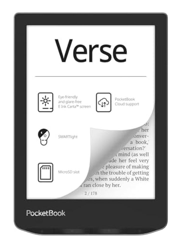 PocketBook Verse E-Reader – 6" E-Ink Carta™ HD Touchscreen, Adjustable SMARTlight, 8GB Storage, Wi-Fi & MicroSD Slot, Supports 25 Formats, Up to 1 Month Battery Life - Image 1