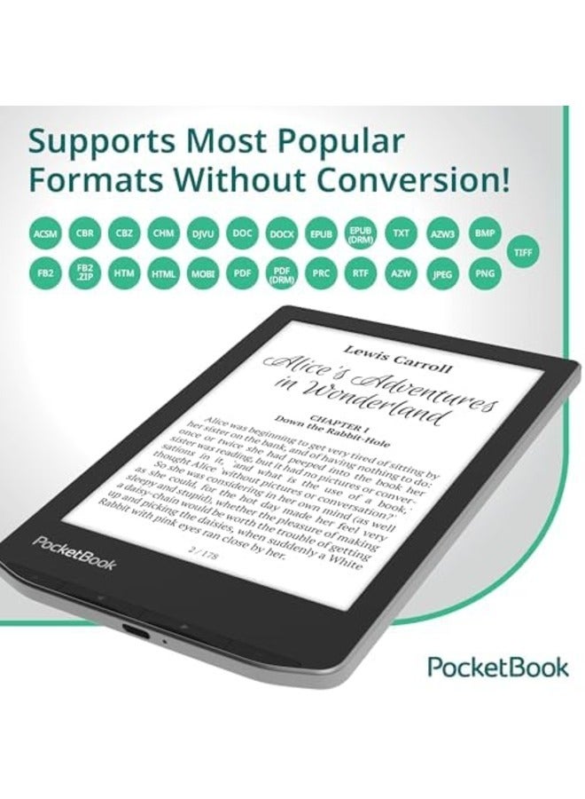 PocketBook Verse E-Reader – 6" E-Ink Carta™ HD Touchscreen, Adjustable SMARTlight, 8GB Storage, Wi-Fi & MicroSD Slot, Supports 25 Formats, Up to 1 Month Battery Life - Image 4