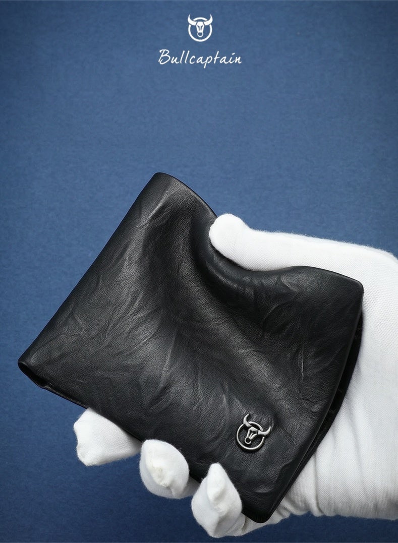BULLCAPTAIN Men's Genuine Leather Wallet - RFID Blocking Bifold with Luxury Gift Box - Black - Image 5