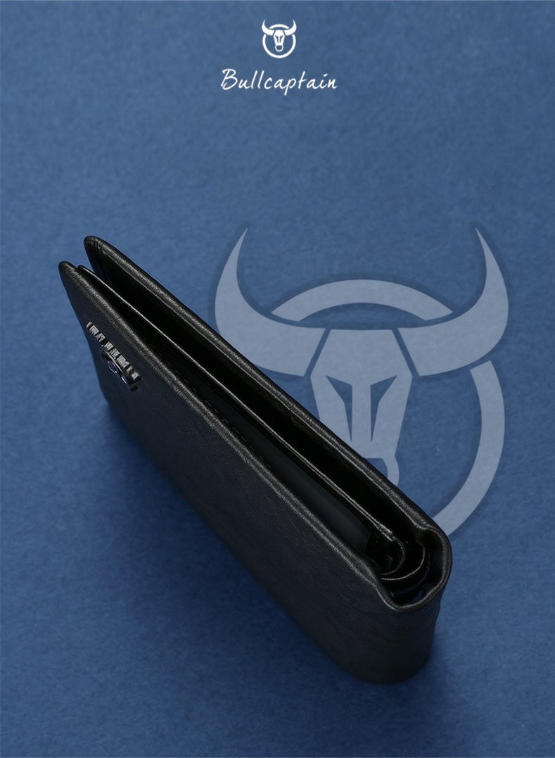 BULLCAPTAIN Men's Genuine Leather Wallet - RFID Blocking Bifold with Luxury Gift Box - Black - Image 4
