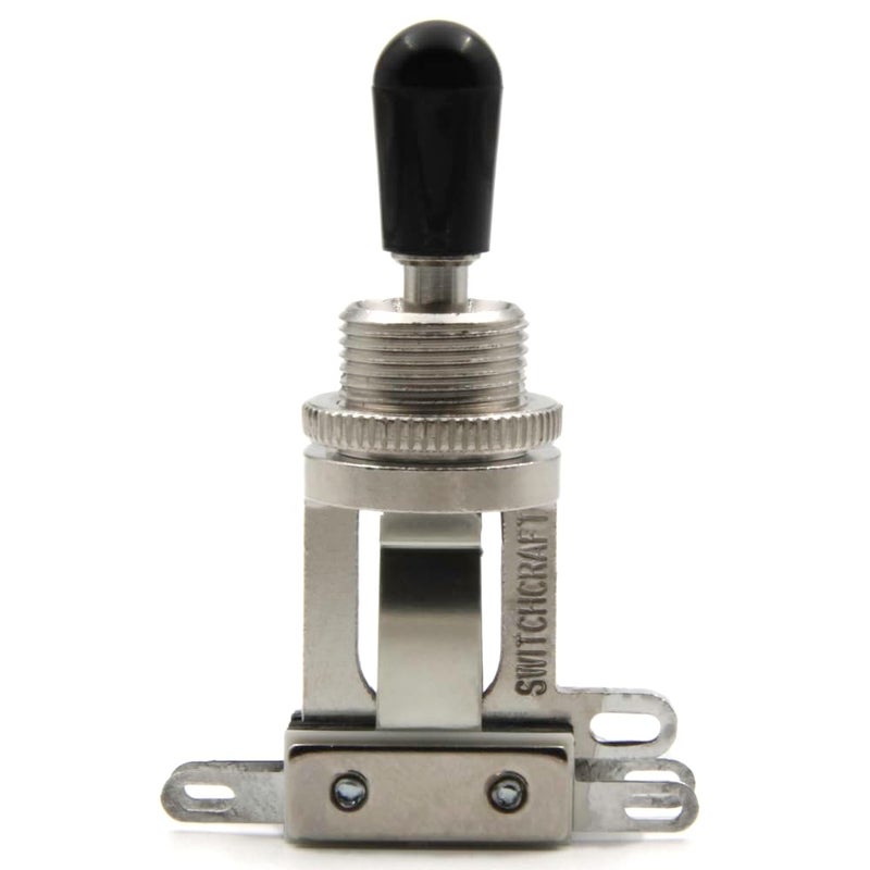 Switchcraft 3 Way Toggle Switch w/Genuine Tip, Short Toggle for Les Paul Electric Guitar (Black Tip) - Image 1