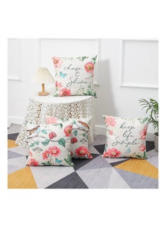Y&D Throw Pillow Covers, Set of 4 Spring Flower Covers Linen Decorative Cases for Sofa Couch Living Room Outdoor (45 * 45 cm, Pink Flower)  - Image 4