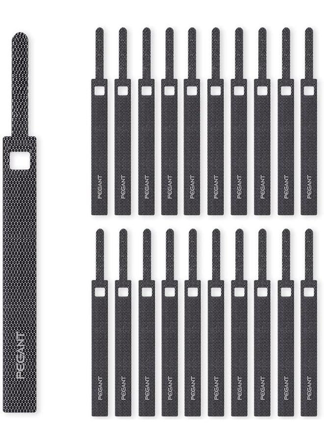 PEGANT - 20Pcs Reusable Velcro Fastening Cable Management Straps Wire Ties Hook And Loop Adjustable Fastening Cord Organizer For Tidy Electronics Accessories - Image 1
