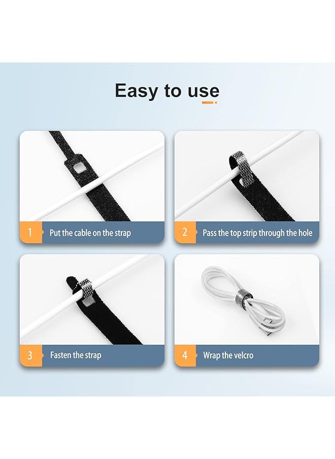 PEGANT - 20Pcs Reusable Velcro Fastening Cable Management Straps Wire Ties Hook And Loop Adjustable Fastening Cord Organizer For Tidy Electronics Accessories - Image 1