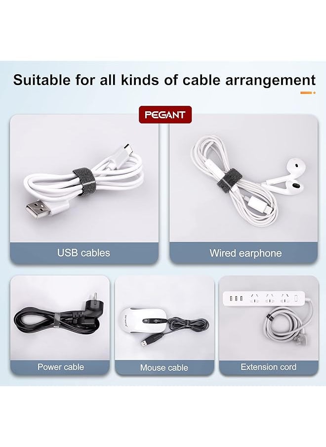 PEGANT - 20Pcs Reusable Velcro Fastening Cable Management Straps Wire Ties Hook And Loop Adjustable Fastening Cord Organizer For Tidy Electronics Accessories - Image 1