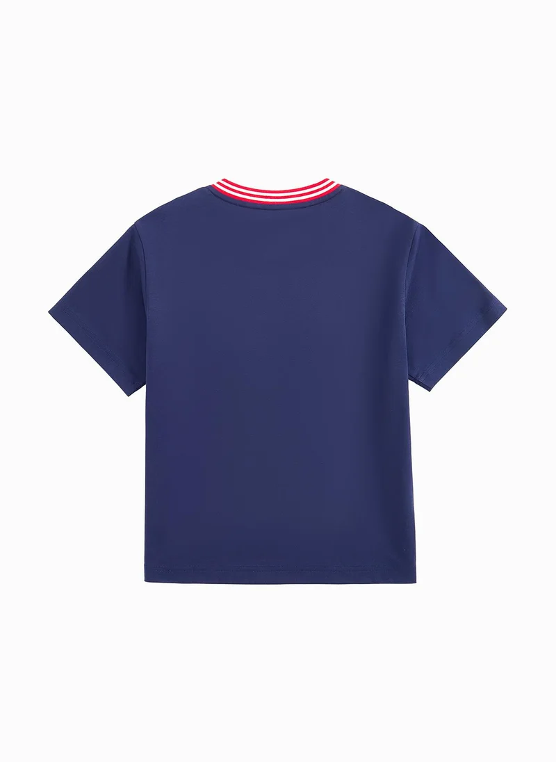 بالابالا Kids Boy Round V-Neck Short-Sleeved T-Shirt