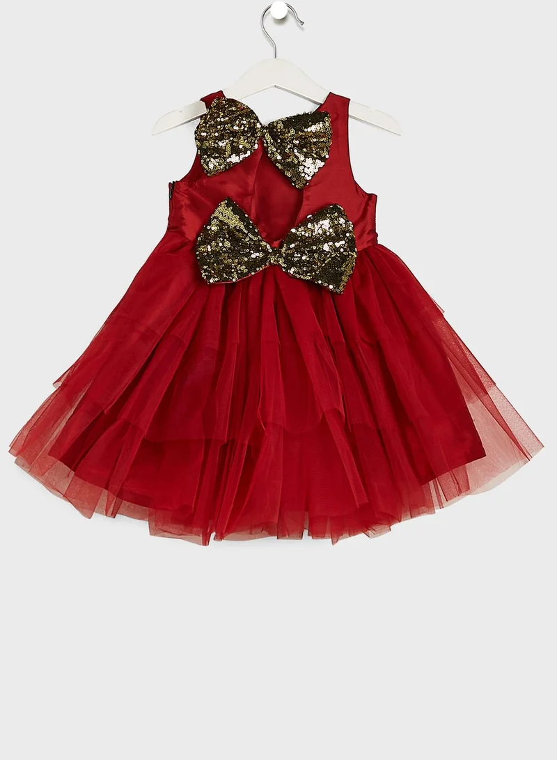 Pinata Girls Evening Wear Layered Dress With Bow Detailing On Waist